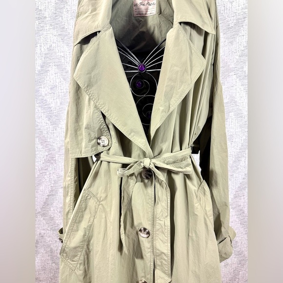 we the free eastwick oversized olive trench coat size L - Picture 7 of 16